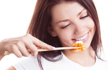 Woman with sushi clipart