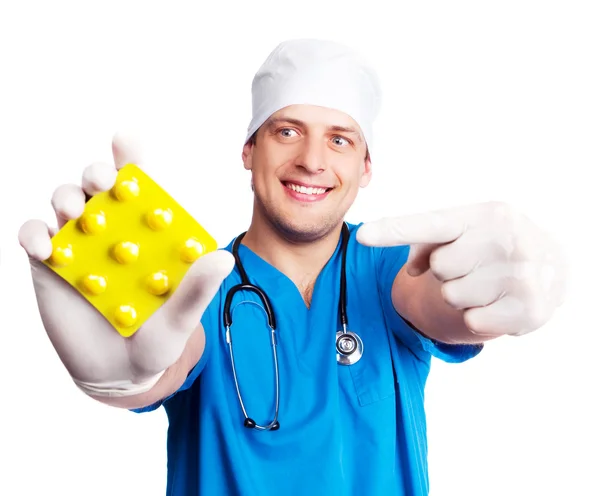 Médico con pastillas — Foto de Stock