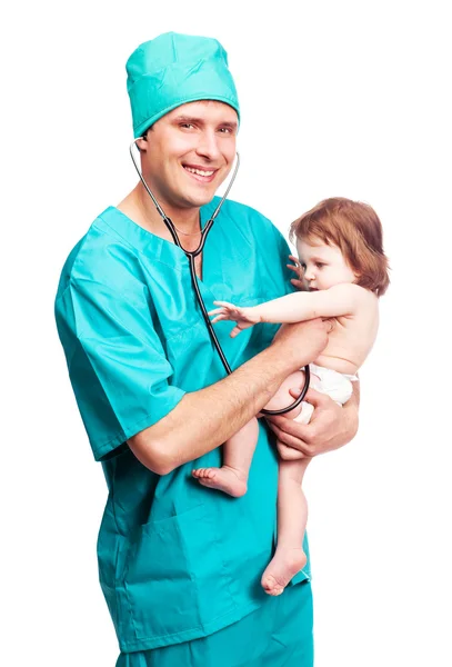 Cirurgião com um bebê — Fotografia de Stock