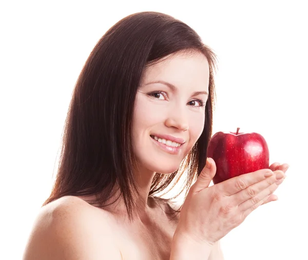 사과 가진 여자 — 스톡 사진