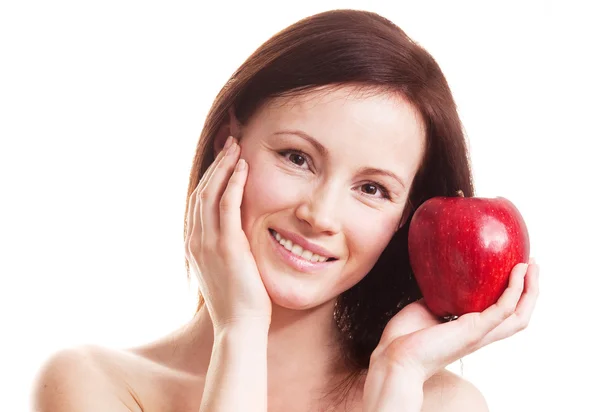 Kvinna med ett äpple — Stockfoto