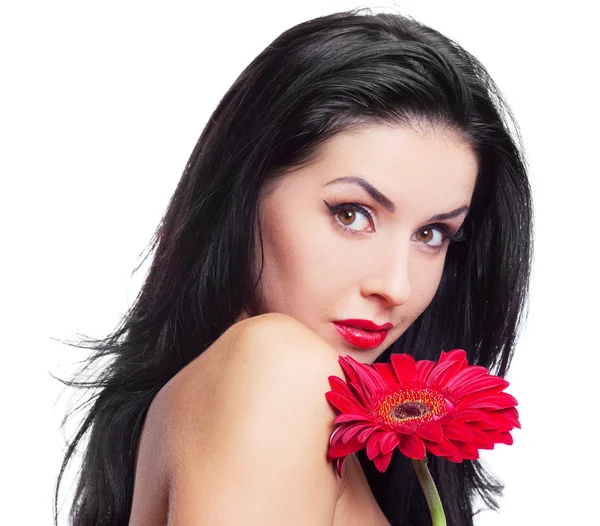 Donna con un fiore — Foto Stock