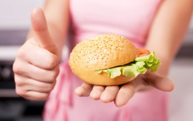 Hands with sandwitch clipart