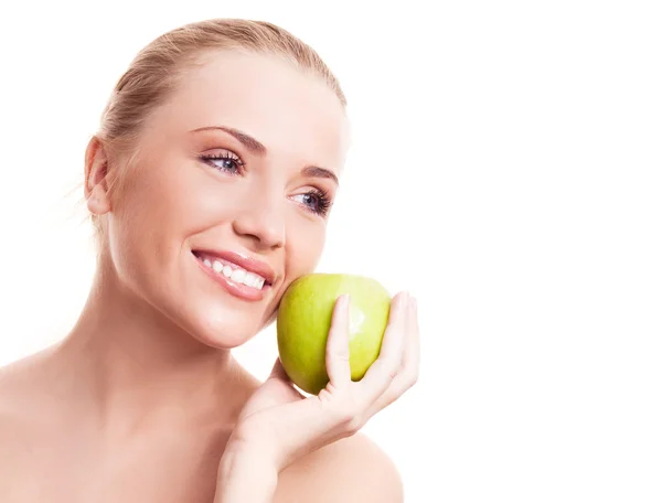 Mujer con una manzana — Foto de Stock