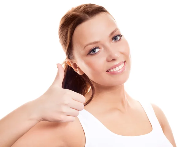 Woman with thumb up — Stock Photo, Image