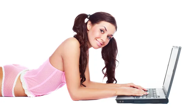 Женщина с ноутбуком Стоковая Картинка