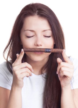 Woman with a cigar clipart