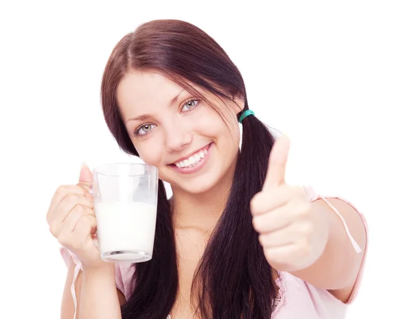 Girl drinking milk — Stock Photo, Image