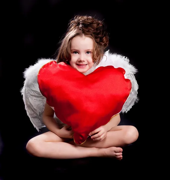 Dívka se srdcem — Stock fotografie