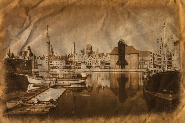 Gdansk 的河畔的复古风格 — 图库照片