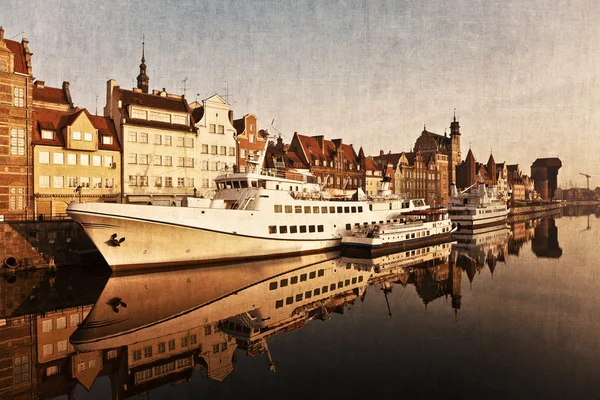 Gdańsk z riverside w stylu retro — Zdjęcie stockowe