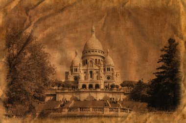 Basilica Sacre-Coeur in retro style clipart