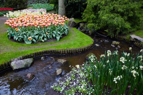 Колоритный весенний летний парк, цветы — стоковое фото