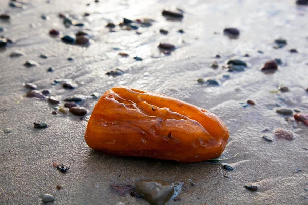 Golden amber on sand — Stock Photo, Image