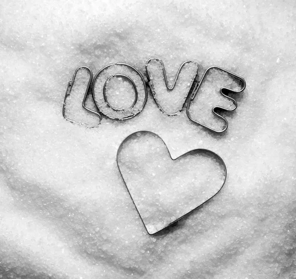 Love message and heart in sugar — Stock Photo, Image