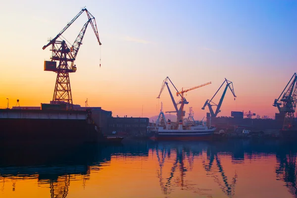 Крани на суднобудівному заводі, Гданськ, Польща — стокове фото
