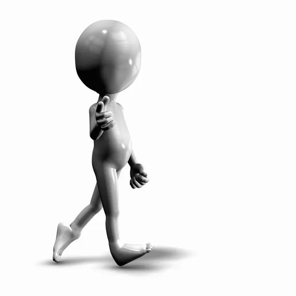 De 3D-man lopen en wijzen — Stockfoto