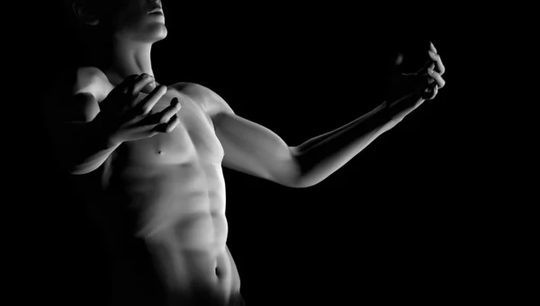 Sprawny człowiek silny, sexy piersi. 3D — Zdjęcie stockowe