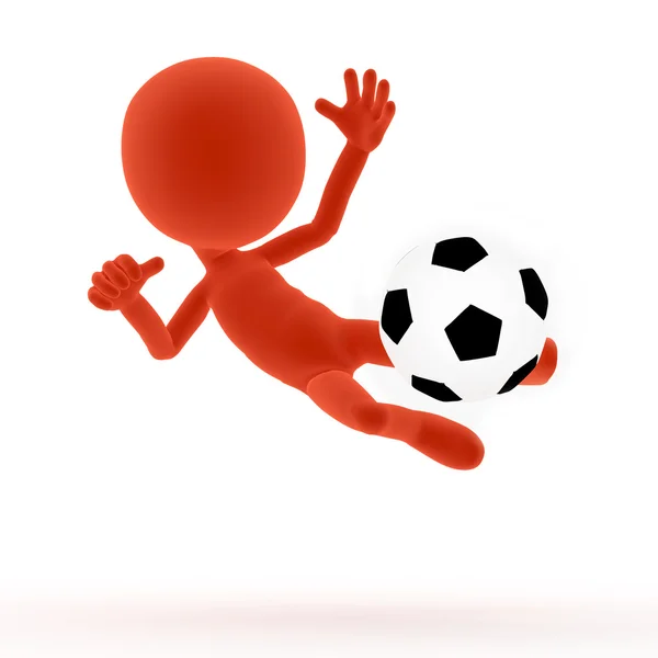 Fußball, Fußball Schießen Jumping Pose. — Stockfoto