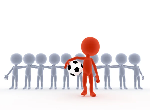 足球、 足球团队领导与球 — 图库照片