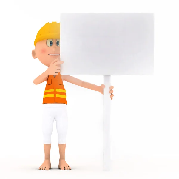 Toon Builder holding a blank white board — стоковое фото
