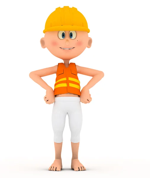 Toon constructor, trabajador de pie pose . — Foto de Stock