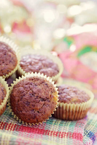 Banana and chocolate muffins — Stock Photo, Image