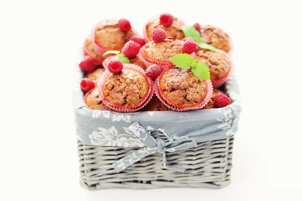 Muffins with raspberries — Stock Photo, Image