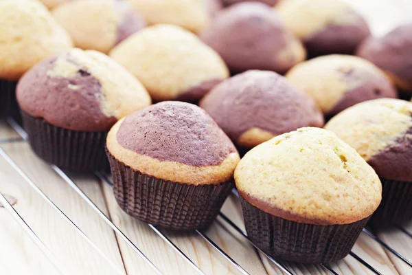 Zwart-wit muffins — Stockfoto