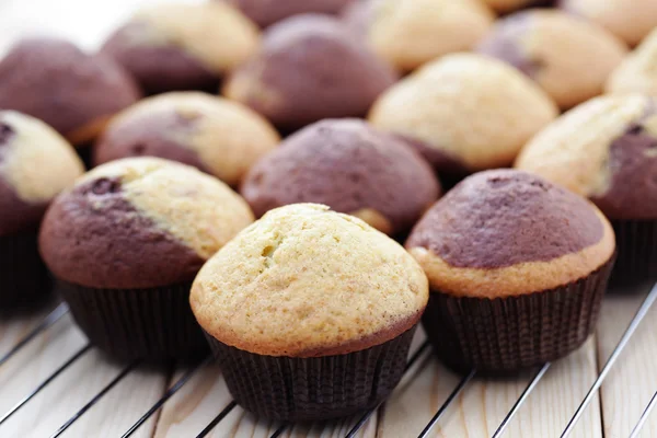 Zwart-wit muffins — Stockfoto
