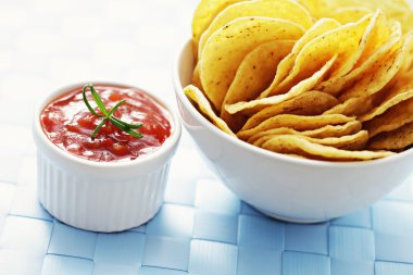 Nachos with salsa clipart