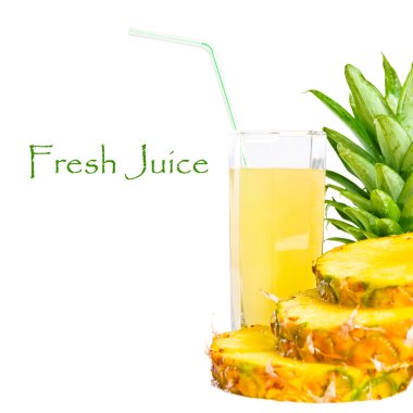 Background of fresh juice and sliced pineapple clipart