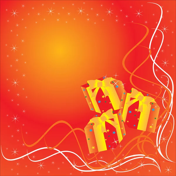 Fond rouge et cadeau — Image vectorielle