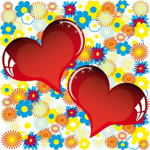 Valentine love card with heart of flowers — Stock Vector