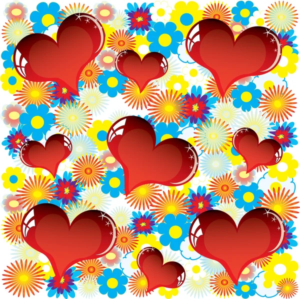 Valentine love card with heart of flowers — Stock Vector