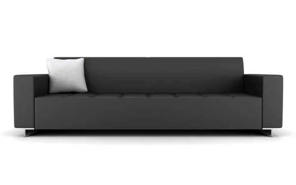 Moderne zwart leer couch geïsoleerd op witte achtergrond — Stockfoto