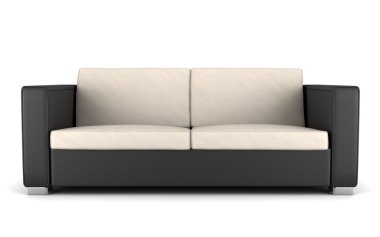 Modern black and beige couch isolated on white background clipart