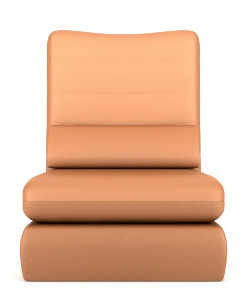 Beyaz arka plan üzerinde izole modern kahverengi deri koltuk — Stok fotoğraf