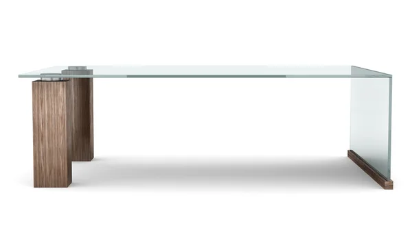 Mesa de vidro moderno isolado no fundo branco — Fotografia de Stock
