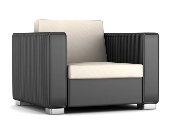 Modern fekete és bézs színű fotel elszigetelt fehér background — Stock Fotó