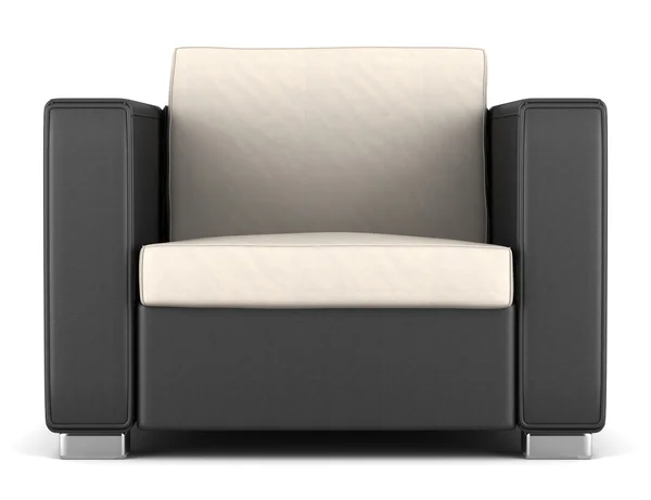 Сучасне чорно-бежеве крісло ізольоване на білому тлі — стокове фото