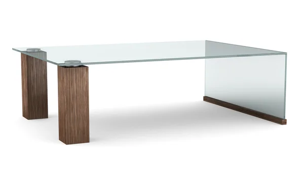 Moderní skleněný stůl izolovaných na bílém pozadí — Stock fotografie