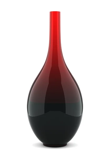 Único vaso de vidro vermelho isolado no fundo branco — Fotografia de Stock