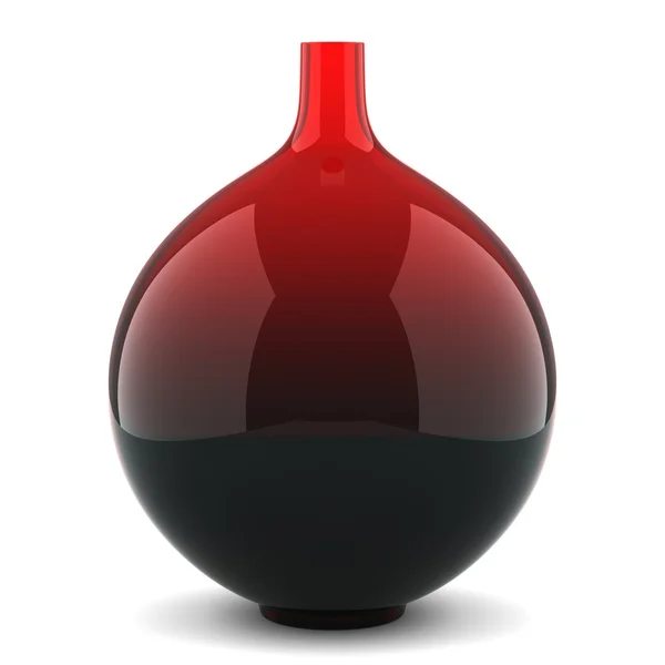 在白色背景上孤立的单个红色玻璃花瓶 — 图库照片