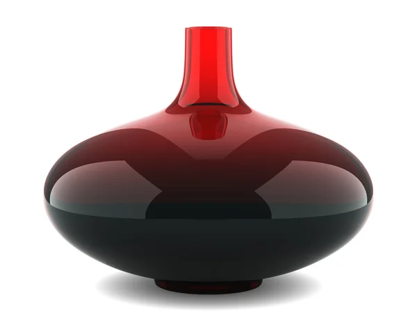 Único vaso de vidro vermelho isolado no fundo branco — Fotografia de Stock