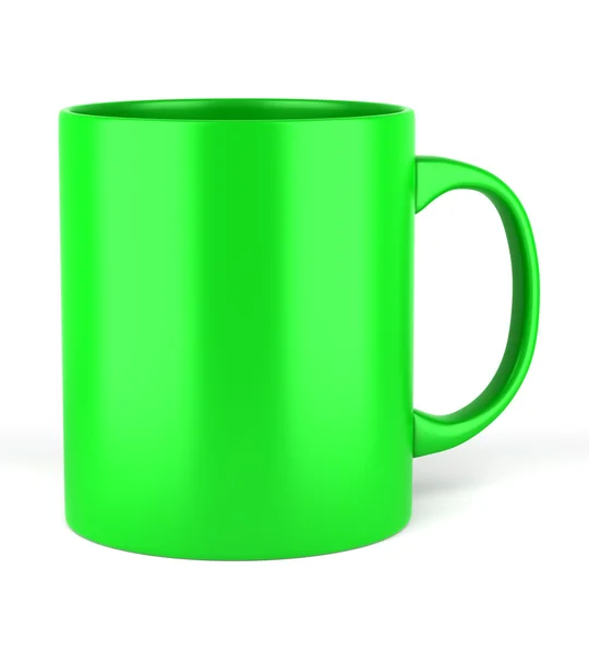 Zelený keramický pohár izolované na bílém pozadí — Stock fotografie