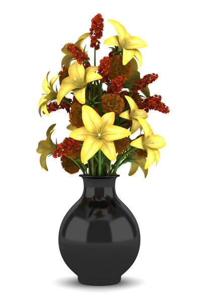 Blumenstrauß in der Vase isoliert auf weißem Hintergrund — Stockfoto
