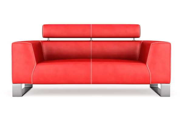 Sofá moderno de cuero rojo aislado sobre fondo blanco —  Fotos de Stock