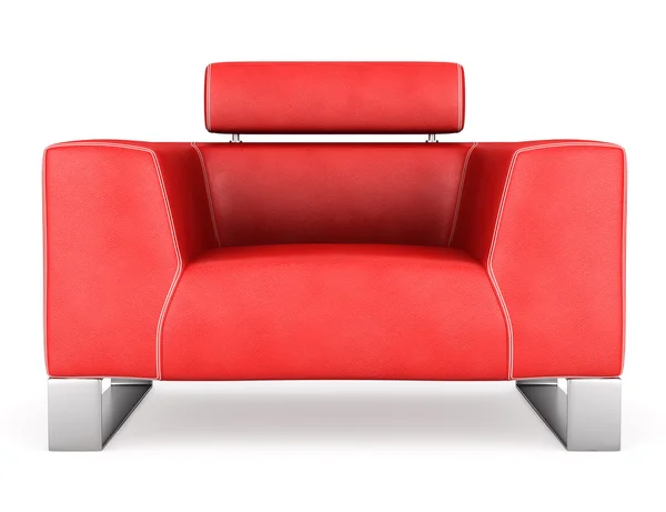 现代红色真皮扶手椅白色背景上孤立 — 图库照片