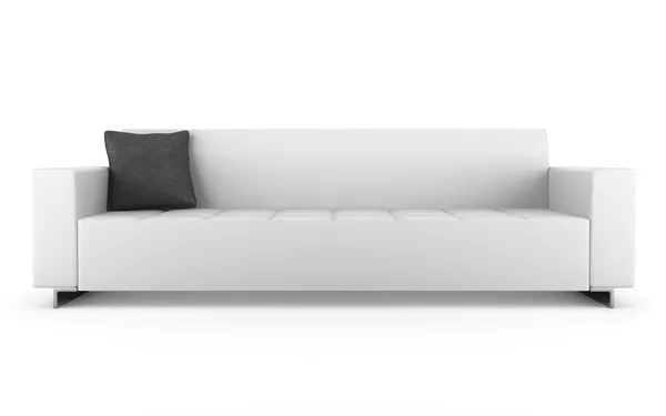 Modern deri kanepe üzerinde izole beyaz arka plan — Stok fotoğraf